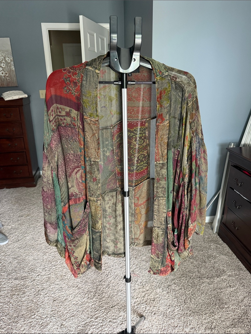 Boho Patchwork Open-Front Women's Jacket - Multi